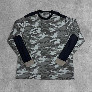 Vintage Y2K Old Navy Grey Camo Long Sleeve Thermal Skater Grunge Men's Large